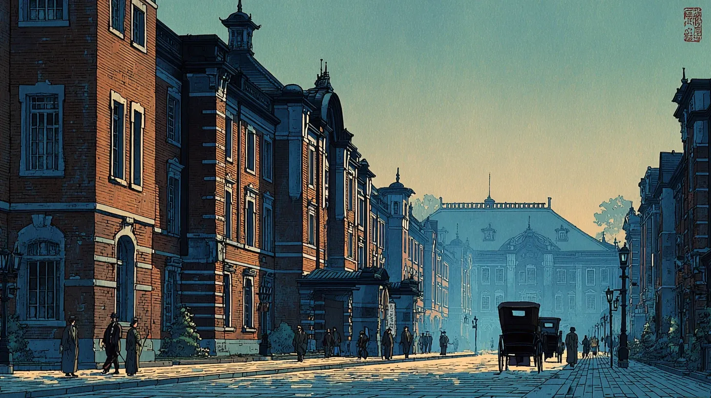 "Little London" — Meiji-era Marunouchi as it appeared in the late nineteenth century, when the samurai mansions had been sold to industrial conglomerates and Tokyo built its first Western-style business district