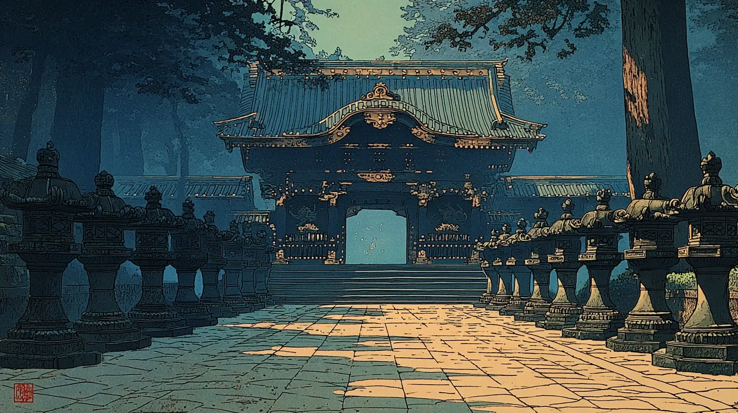The gold-leafed Karamon gate of Ueno Tōshō-gū — original 1651 construction, one of the very few Edo-period buildings still standing in central Tokyo
